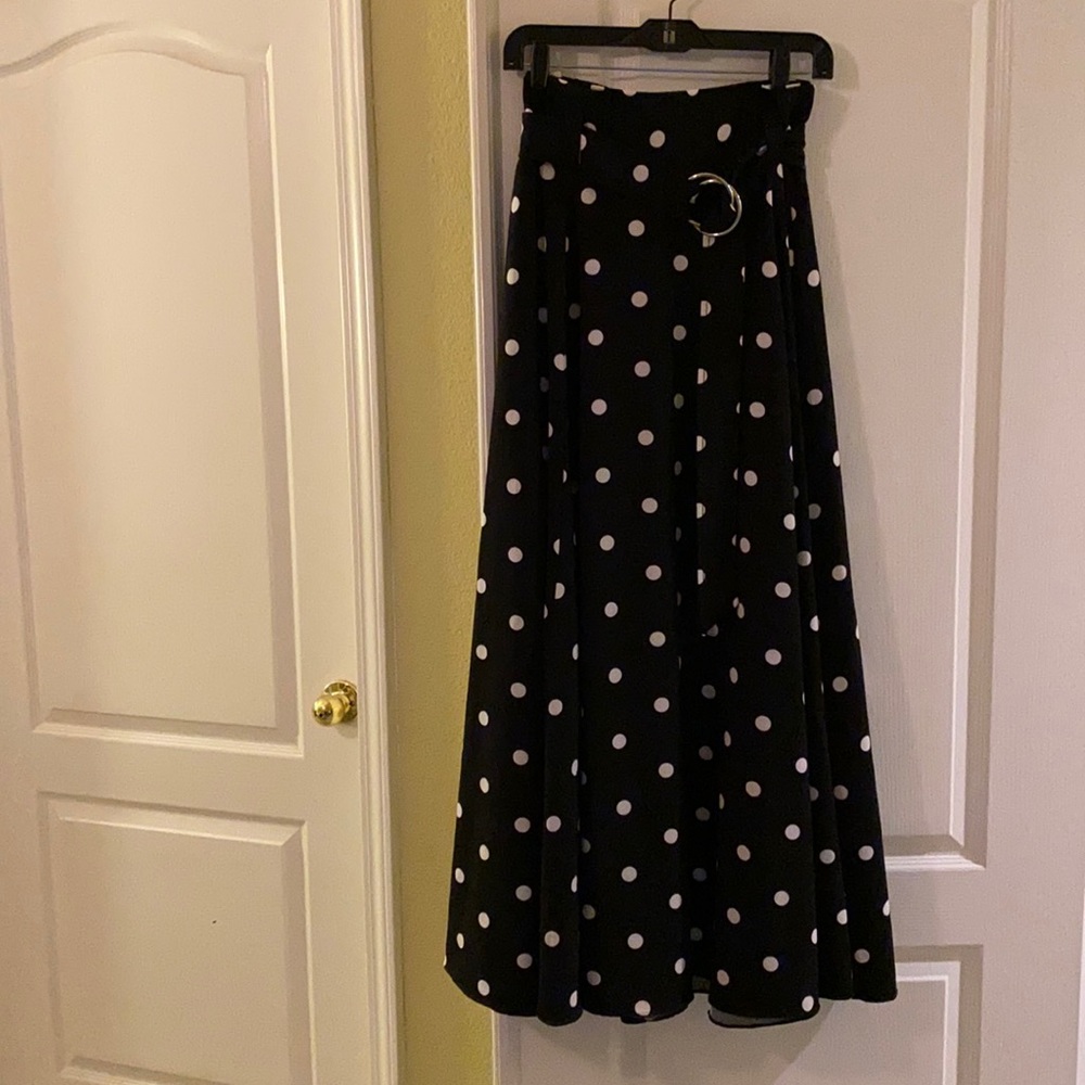 Beautiful polka dots black maxi skirt